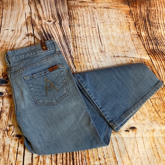 7 for All Mankind | A-Pocket Rhinestone Flared Denim Jeans size women 26 - Picture 4 of 8